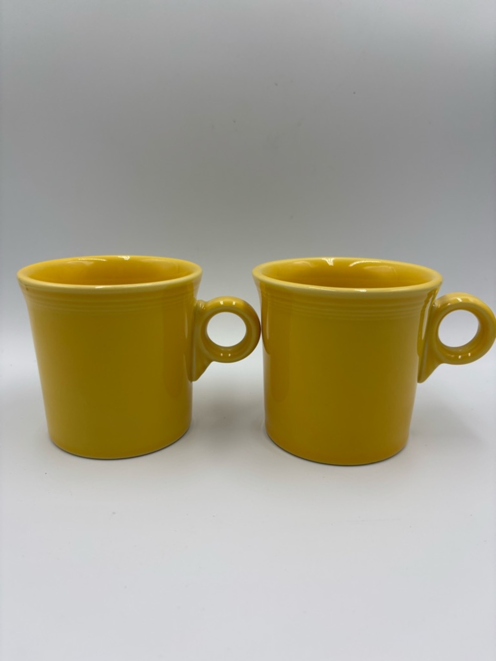 (2) Fiesta HLC Sunflower Yellow Mug Coffee Cup Fiestaware O Ring Handle USA